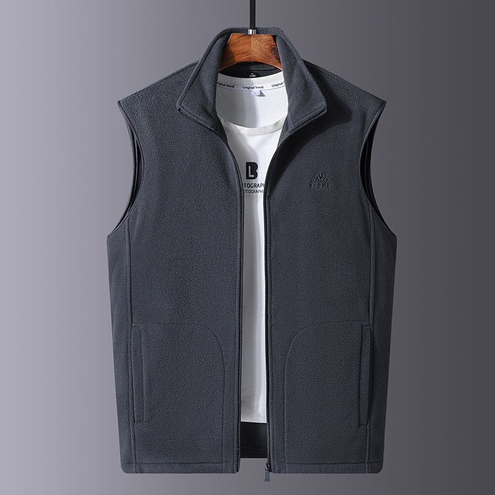 Men's microfleece thermal vest with windproof front, stand-up collar, and concealed side pockets Mune Fashion