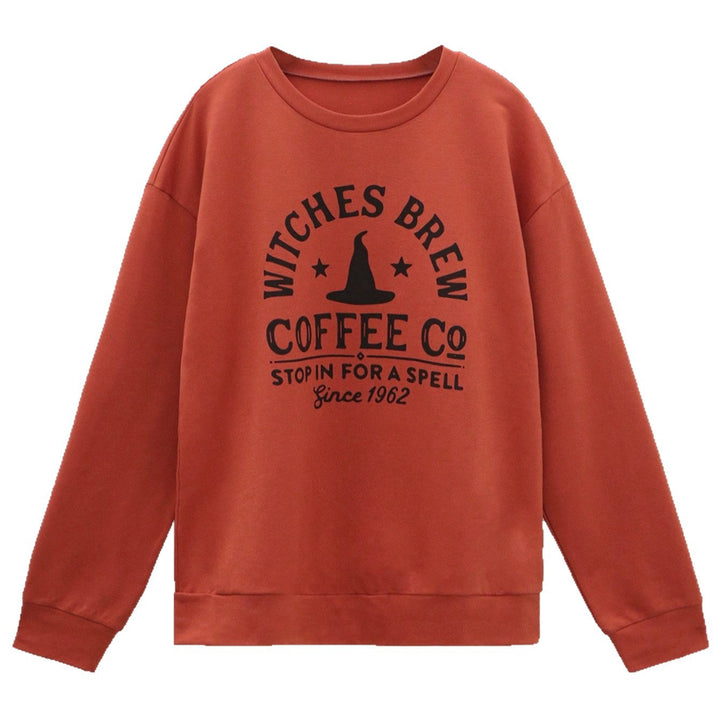 Women's Loose-Fit Cotton Sweatshirt with Vintage Witch Print Mune Fashion