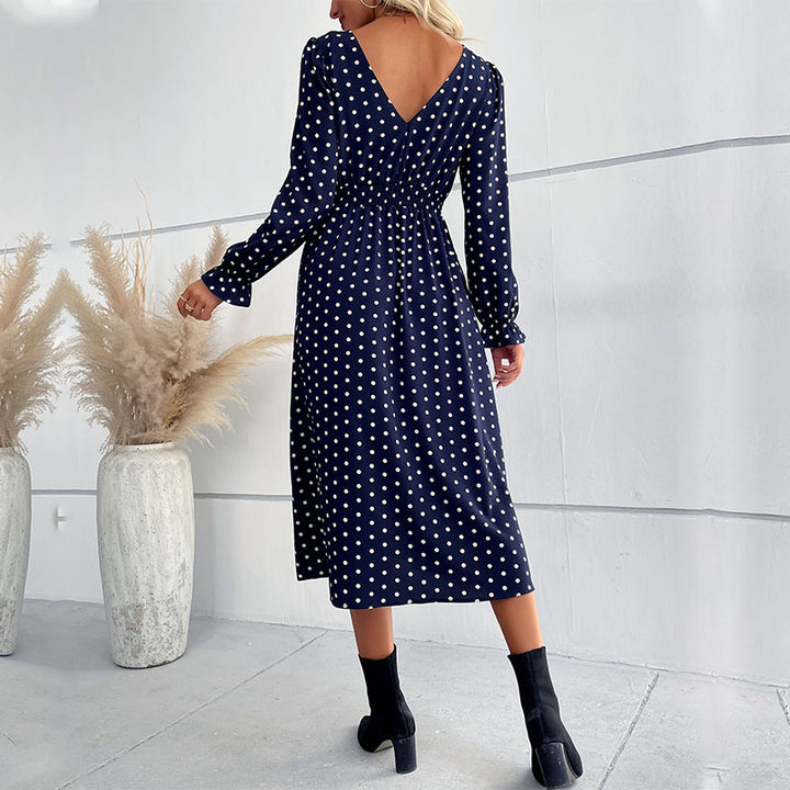 Women’s Midi Dress in Polka Dot Design Mune Fashion