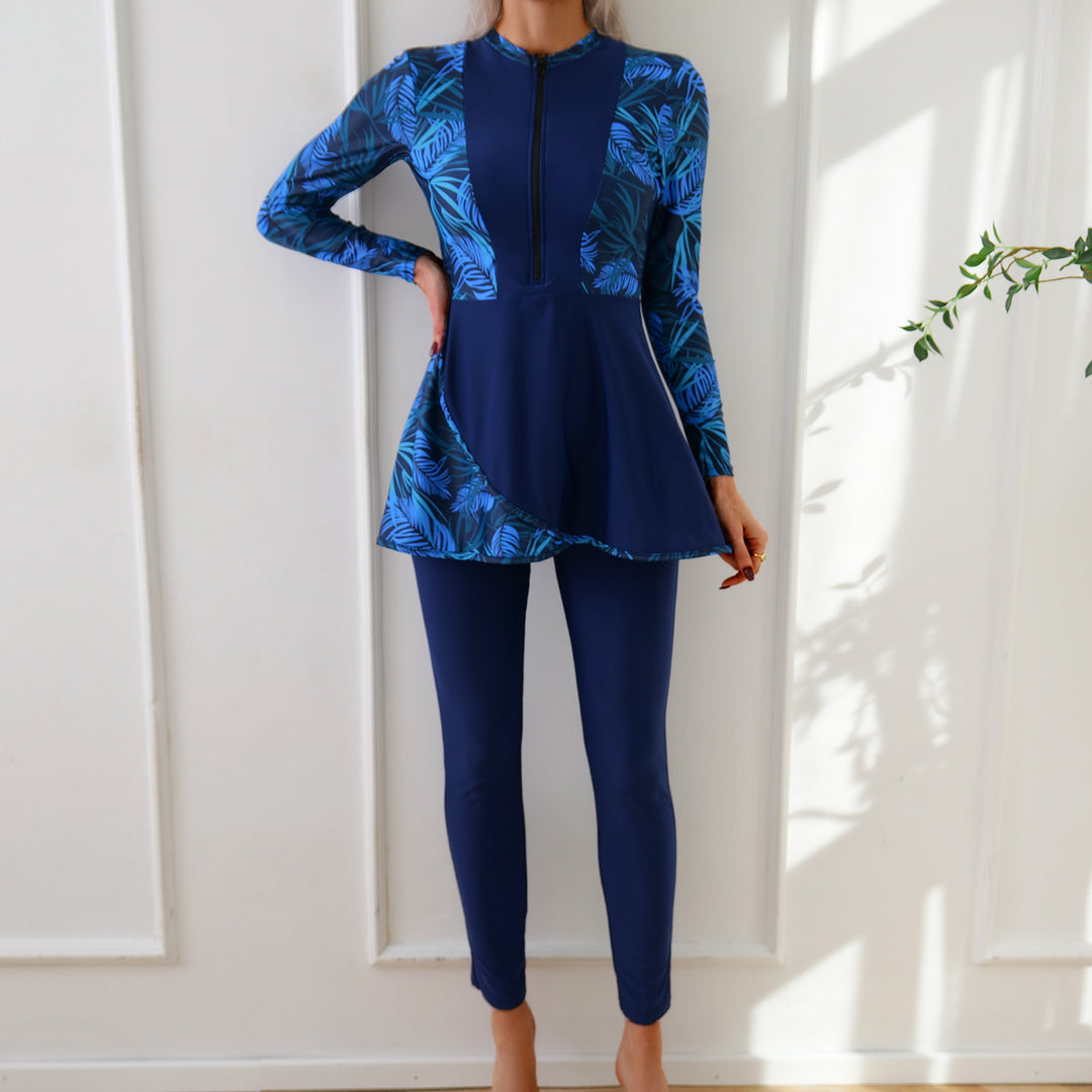 Ladies Sporty Long Sleeve Swimsuit with Elegant Tunic Look Mune Fashion