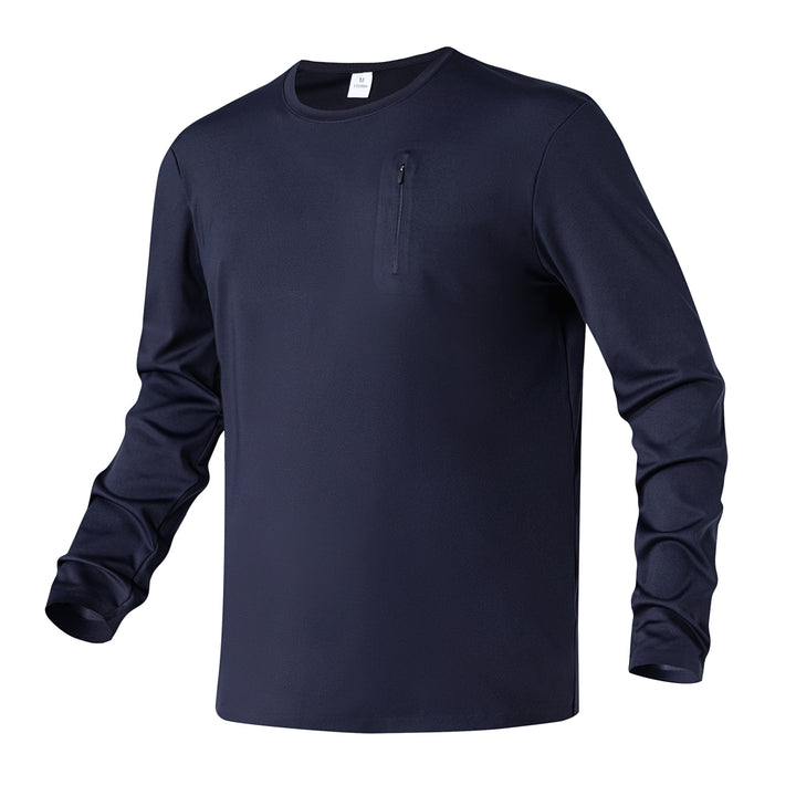 Herren Langarm-Performance-Shirt mit Brust-Reißverschlusstasche Mune Fashion