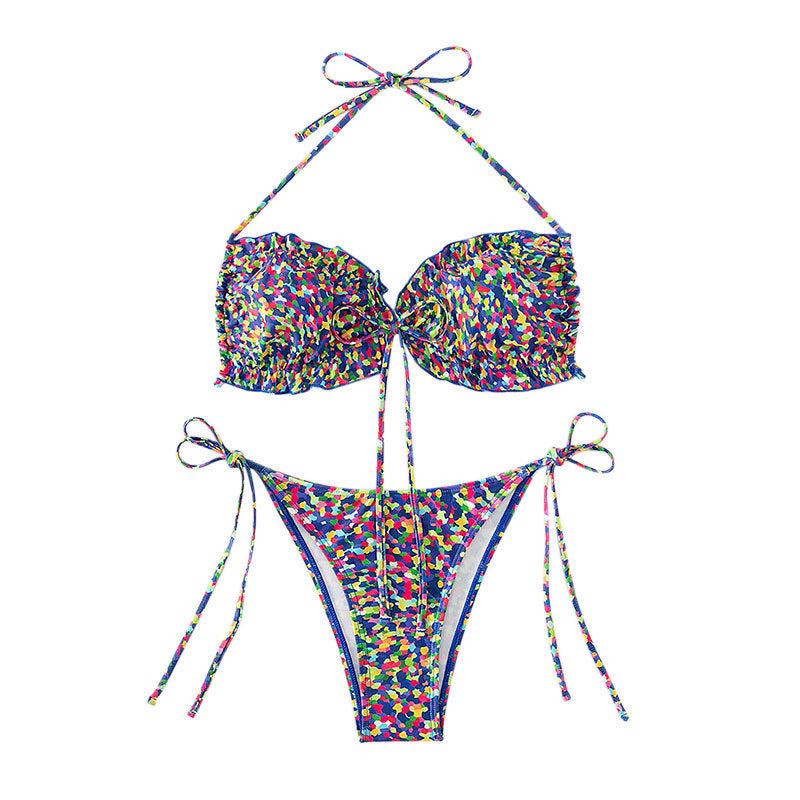 Women's two-piece bikini with elegant ruffle details and fashionable tie Mune Fashion