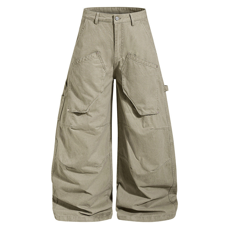 Women wide cotton cargo culotte with high waist, large flap pockets & artisanal details Mune Fashion