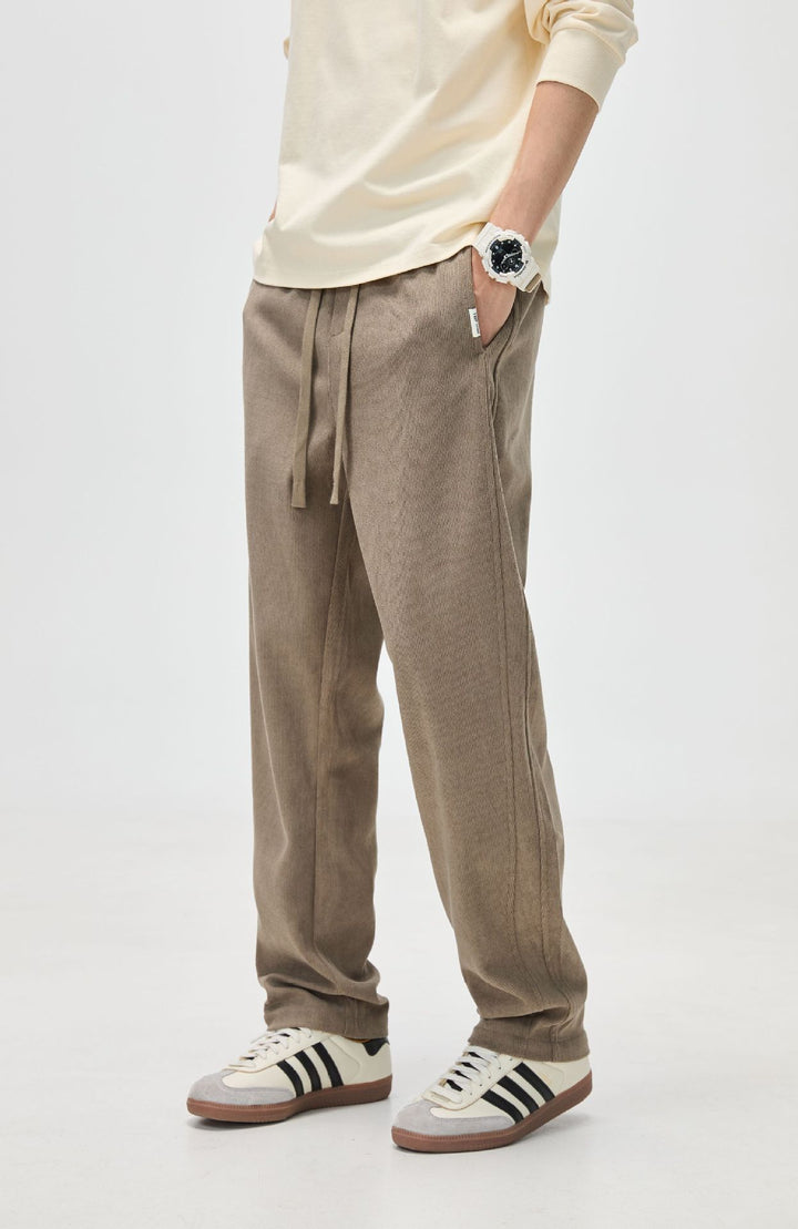 Men's Casual Corduroy Sweatpants with Drawstring and Straight Cut Mune Fashion