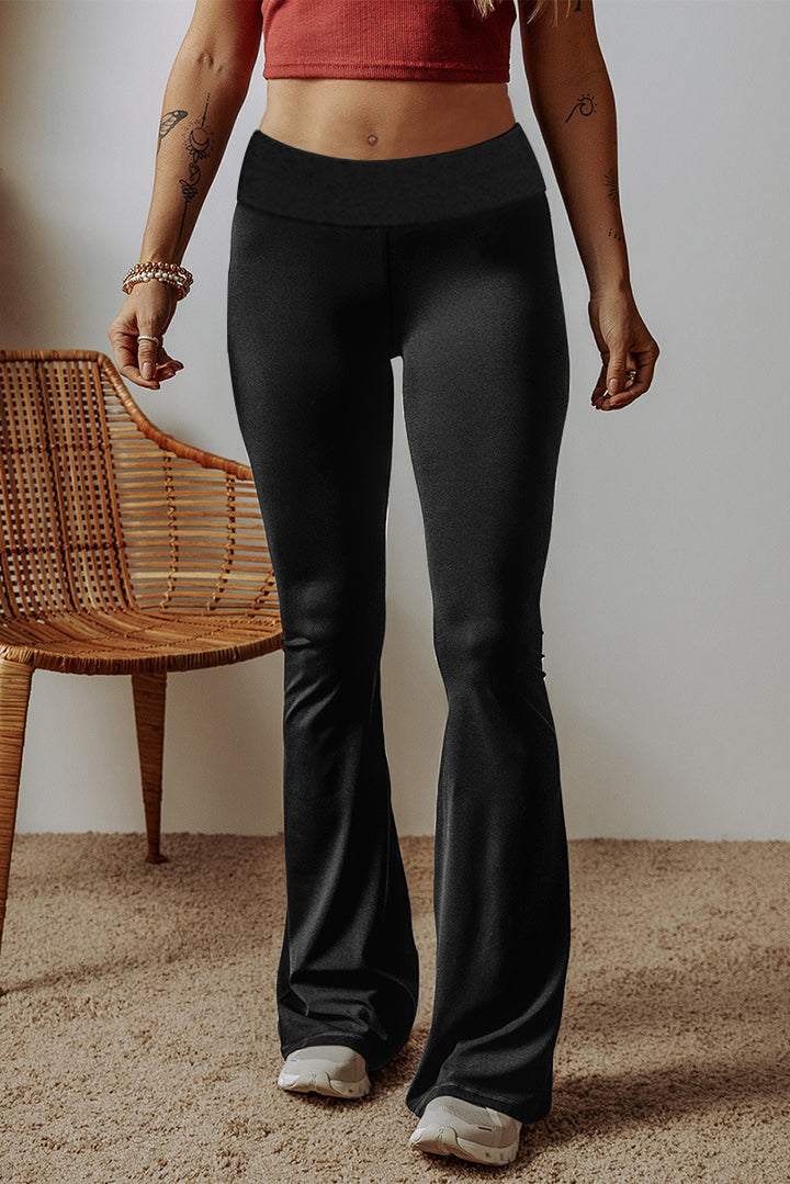 Women High-Waist Flare Pants made of Stretch Jersey with Wide Flare Mune Fashion