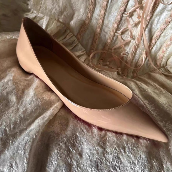 Women's pointed toe patent leather ballerinas with padded insole Mune Fashion