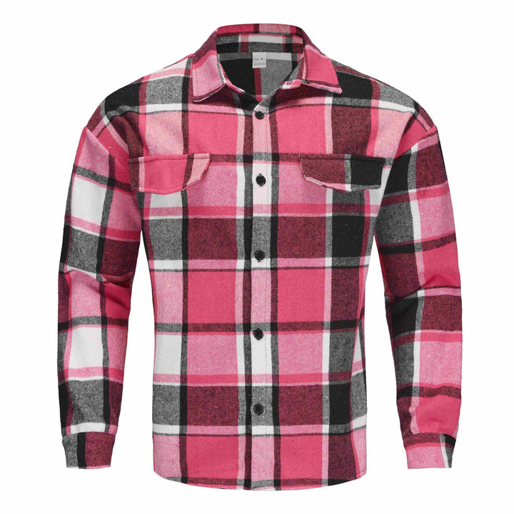 Men's Checked Flannel Shirt Jacket with Chest Pockets and Button Placket Mune Fashion