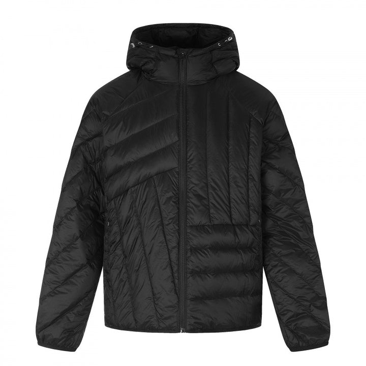 Unisex Short cut quilted hooded jacket with diagonal quilting and elastic hem Mune Fashion