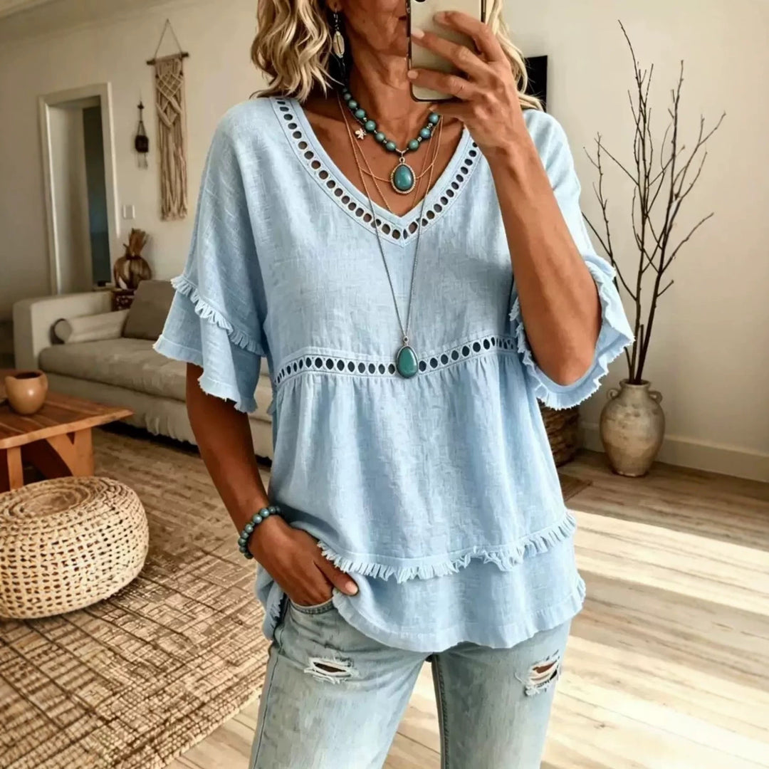 Ladies airy blouse with cut-out shoulders Mune Fashion