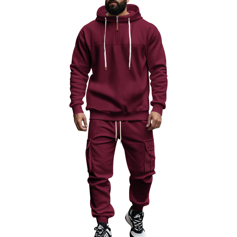 Men's nano cargo jogging suit with half-zip hoodie and tapered cargo pants Mune Fashion