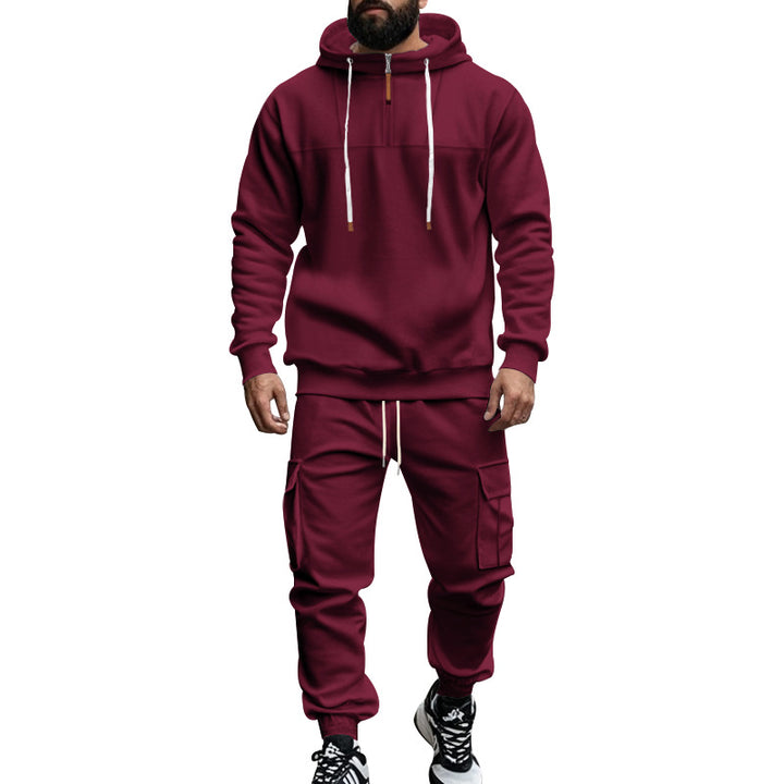 Men's nano cargo jogging suit with half-zip hoodie and tapered cargo pants Mune Fashion