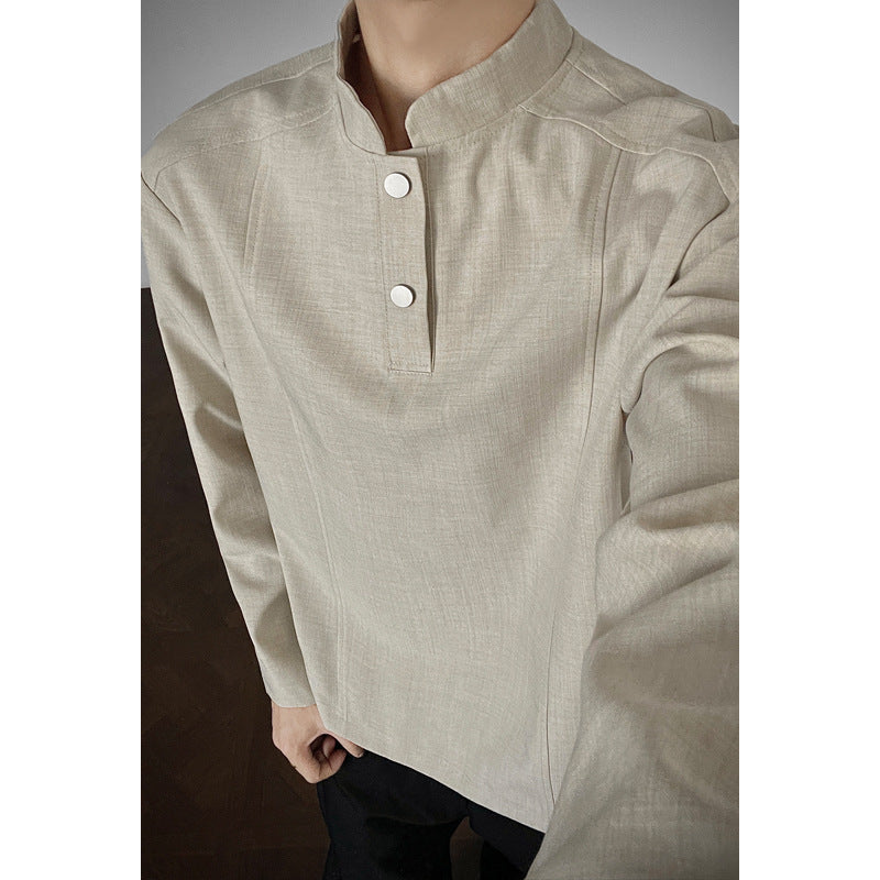 Men's Casual Long Sleeve with Stand-Up Collar Mune Fashion