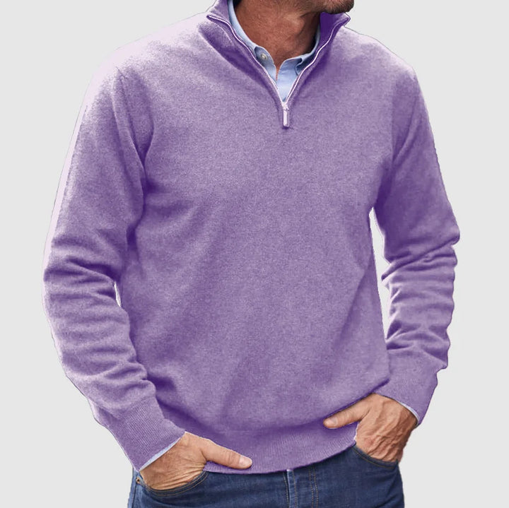 Men's High-Quality Knit Sweater with Stand-Up Collar