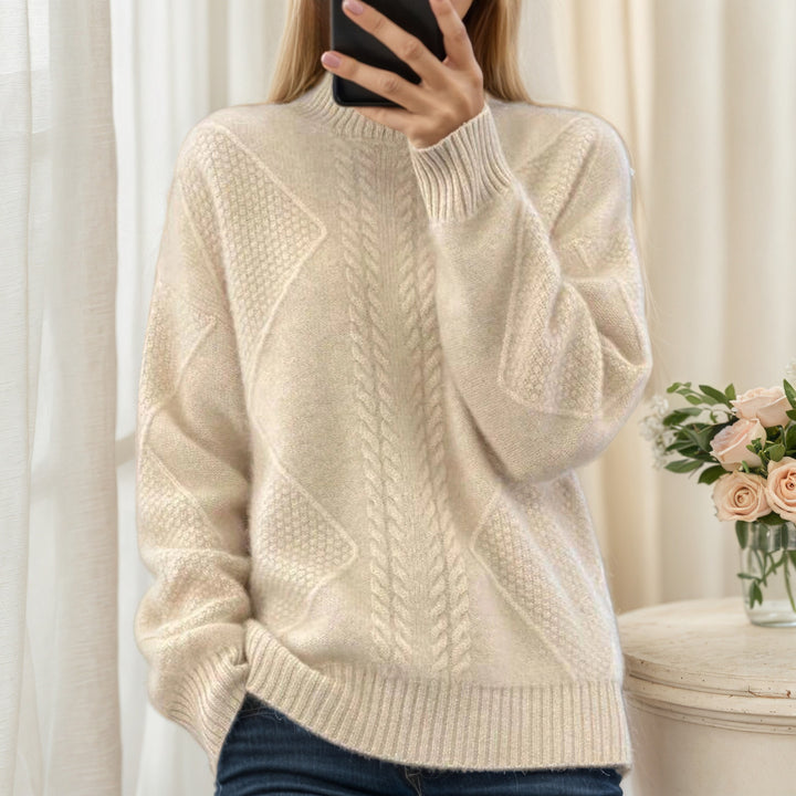 Women's structured oversized knit sweater with stand-up collar and ribbed cuffs Mune Fashion