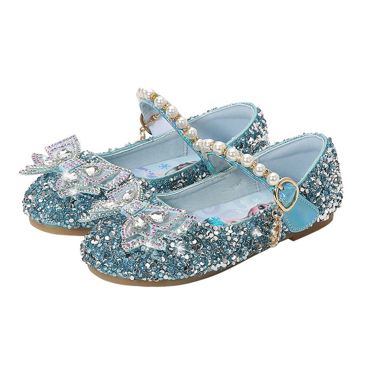 Girls Glitter Ballerinas with Pearl Accent Mune Fashion