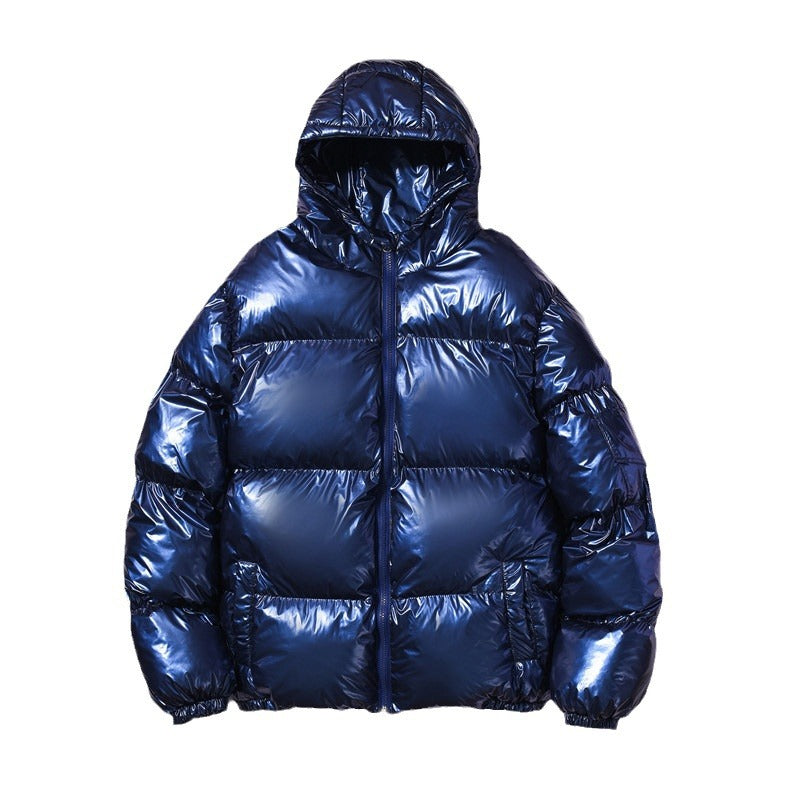 Unisex shiny padded jacket with hood, heat-insulating filling and windproof membrane Mune Fashion