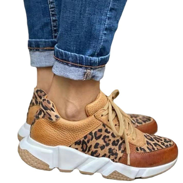 Women’s sporty platform sneakers with animal print inserts, cushioned EVA midsole, and padded comfort insole Mune Fashion