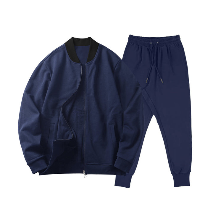 Men's casually cut sweat set with zip bomber jacket and tapered jogging pants made of soft cotton fleece Mune Fashion