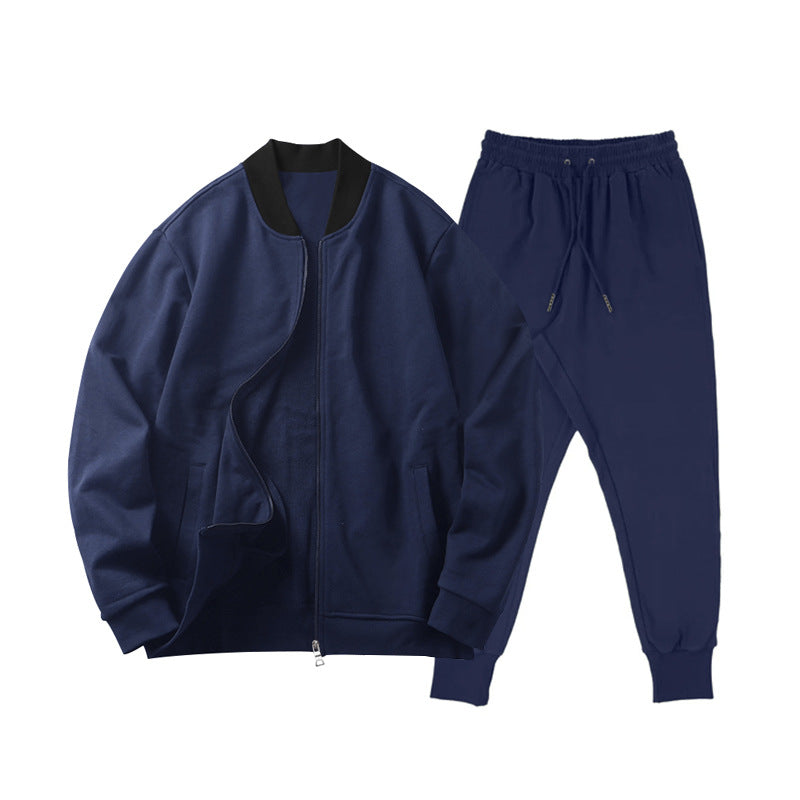 Men's casually cut sweat set with zip bomber jacket and tapered jogging pants made of soft cotton fleece Mune Fashion