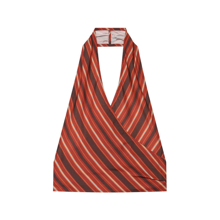Women's Wide Highwaist Pants with Vertical Stripes and Side Tie Loop Mune Fashion