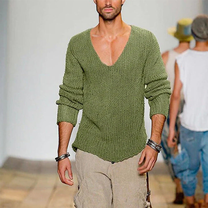 Mune | Men's casual knit sweater with deep V-neck and comfortable fit