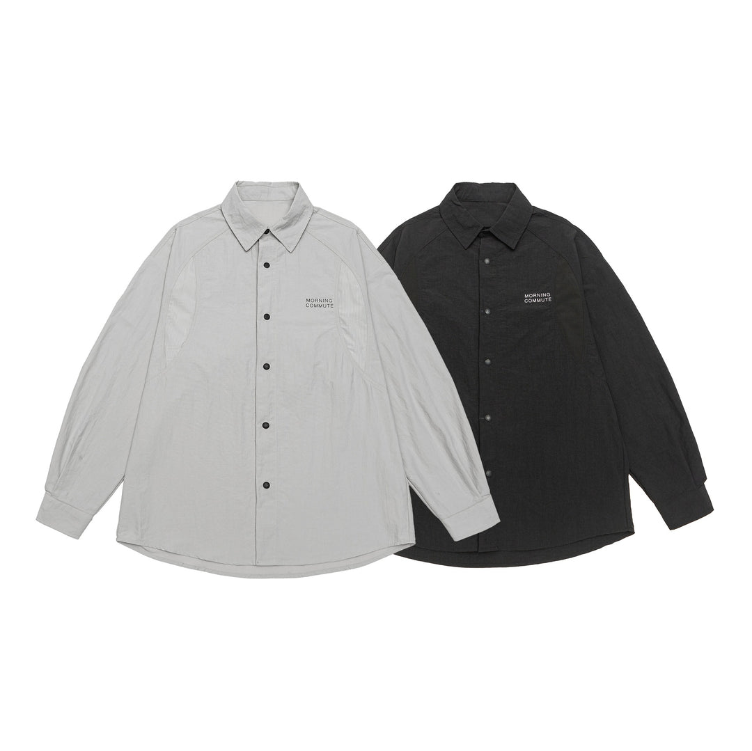 Unisex Light Overshirt in Coach Style with Shirt Collar and Chest Print Mune Fashion