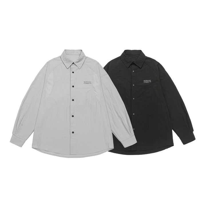 Unisex Light Overshirt in Coach Style with Shirt Collar and Chest Print Mune Fashion