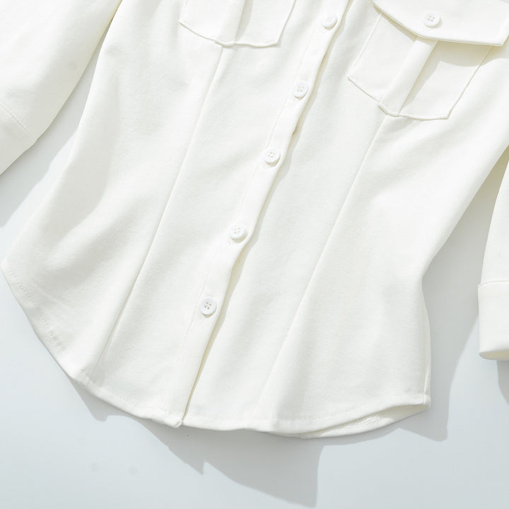 Women's fitted shirt blouse with chest pockets and fitted darts Mune Fashion