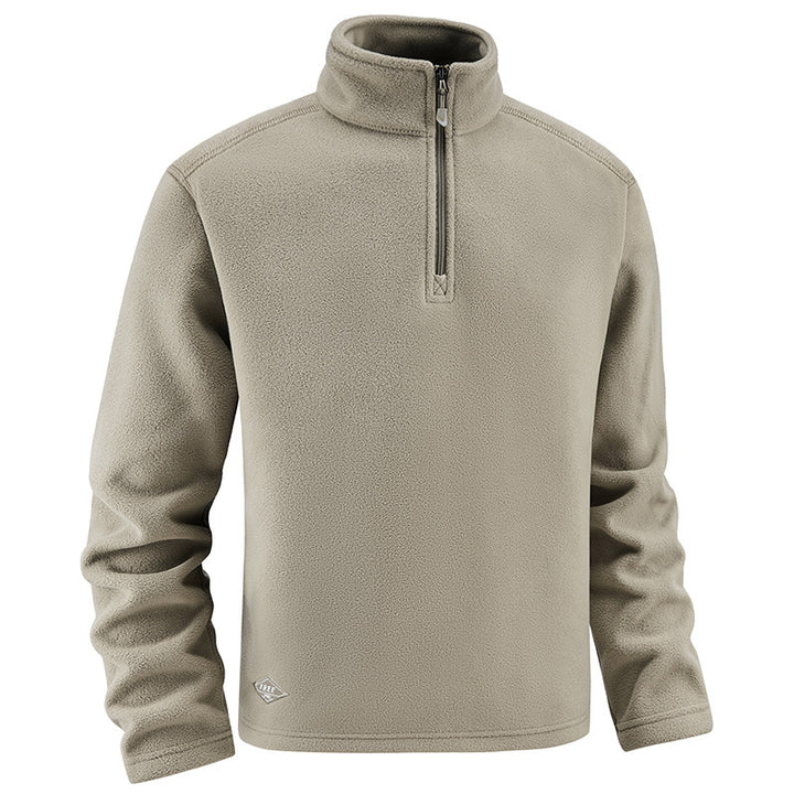 Men's fleece pullover with troyer collar and half zipper made of soft microfleece Mune Fashion