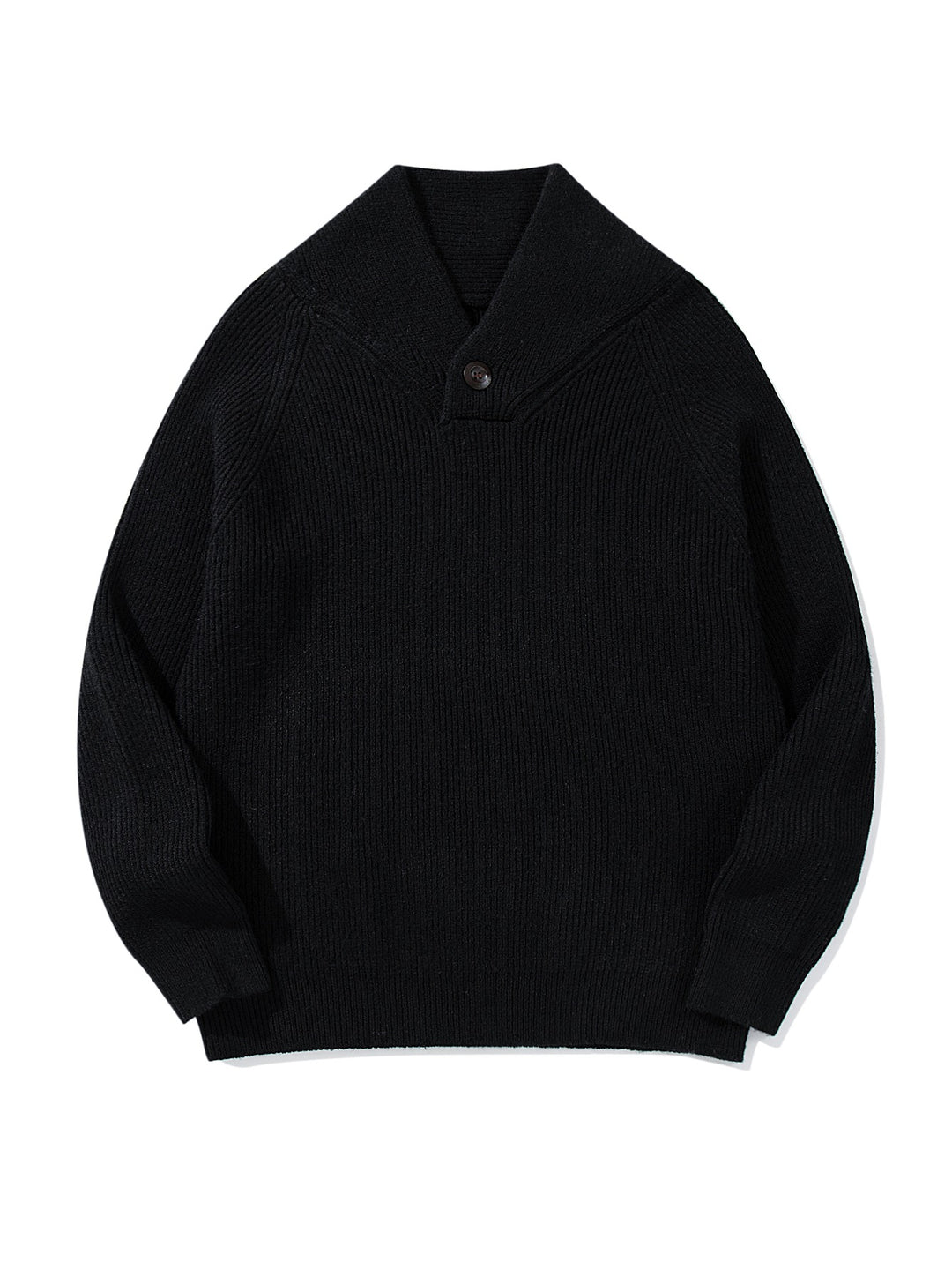 Unisex Ribbed Shawl Collar Sweater with One-Button Detail Mune Fashion