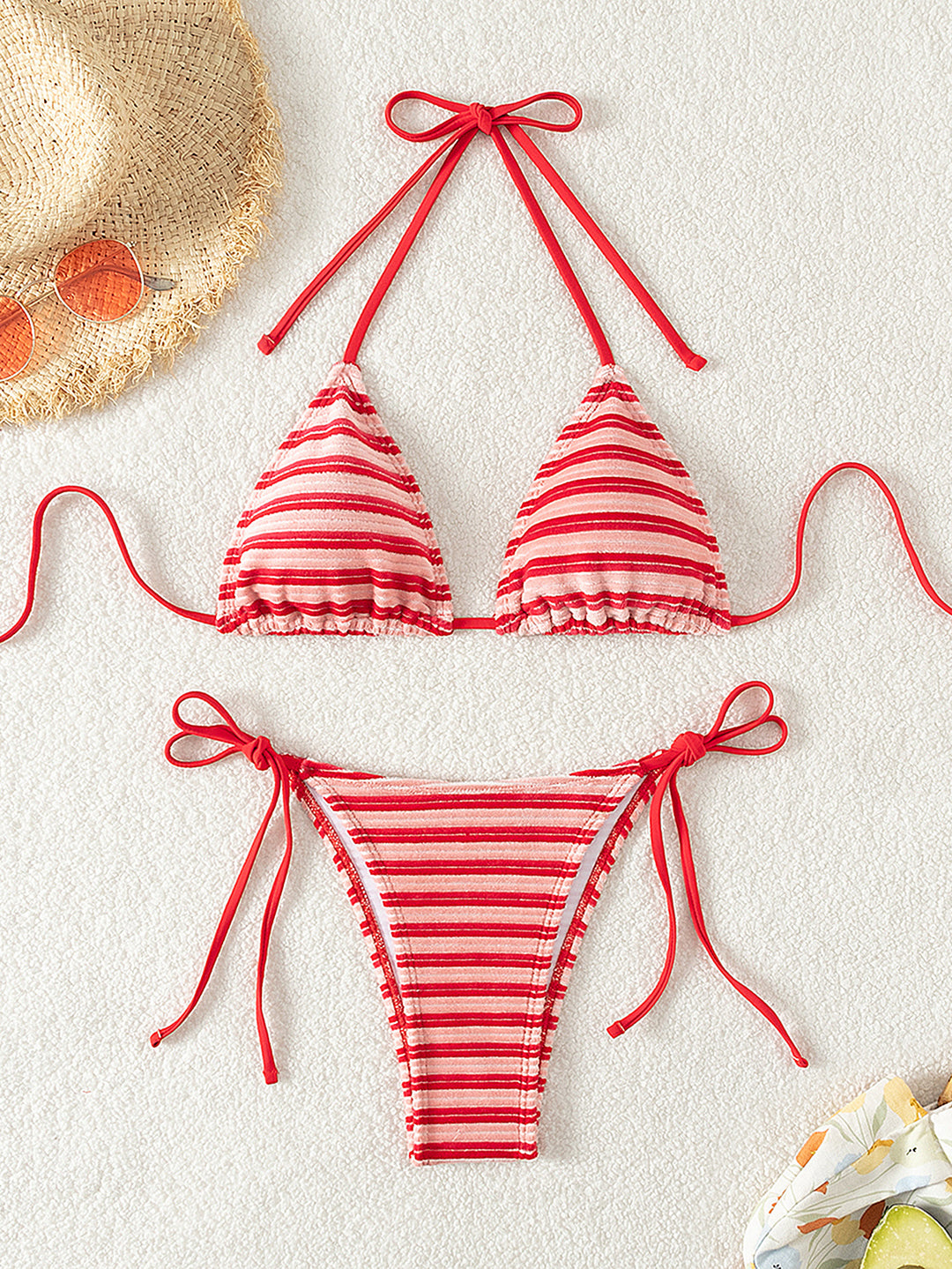 Women's striped bikini set with adjustable straps Mune Fashion