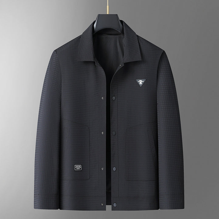 Men's lightweight structured coach jacket in overshirt style with snap button placket and patch pockets Mune Fashion