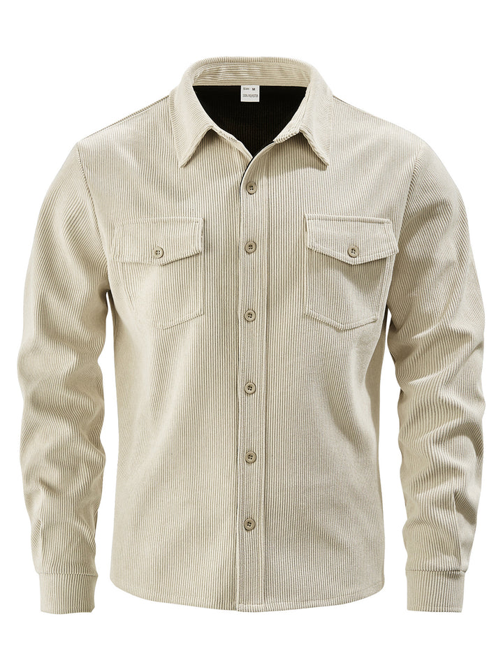 Men's cord shirt jacket made of wide corduroy with flap pockets and shirt collar Mune Fashion