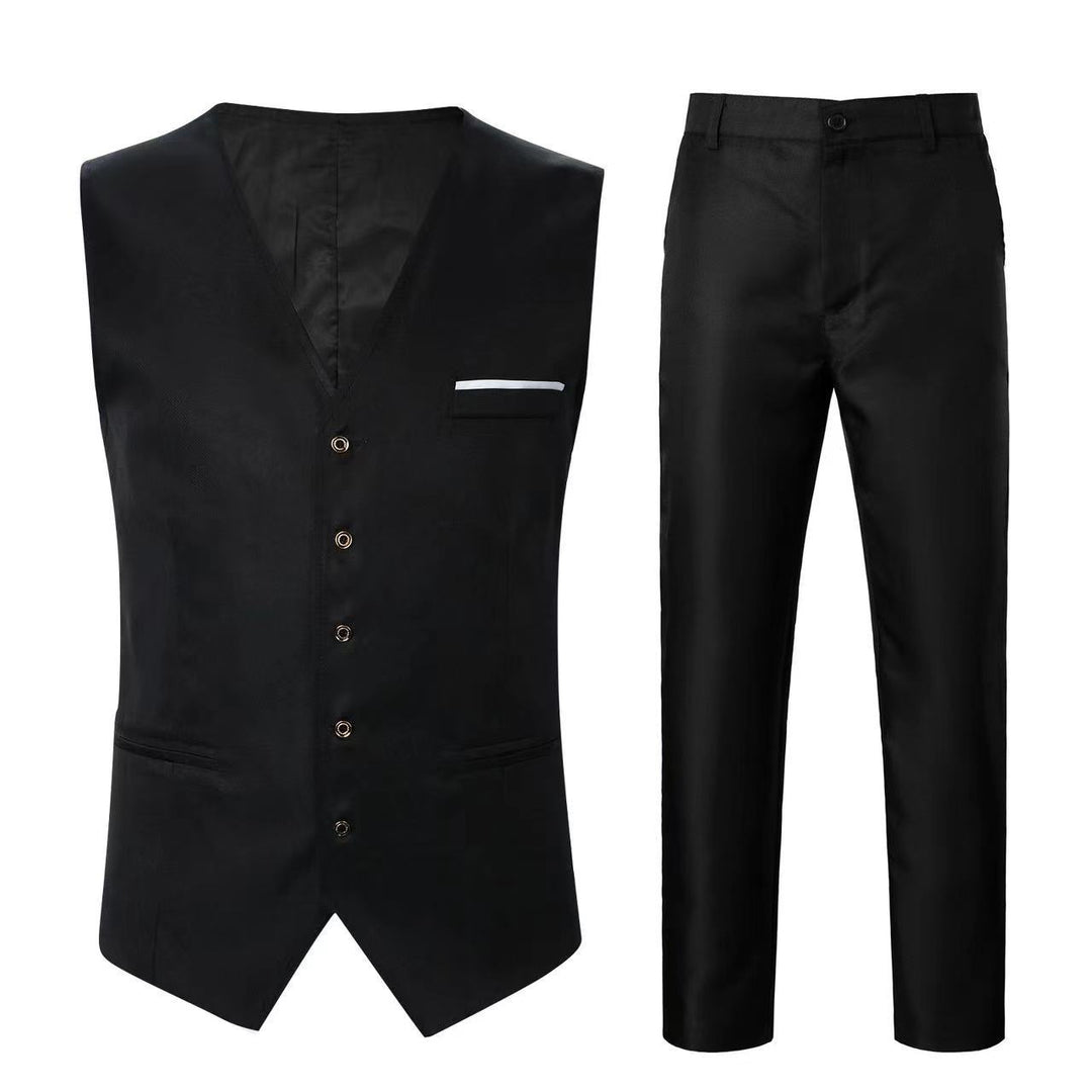 Men's elegant satin vest with V-neck and slim-fit suit trousers Mune Fashion