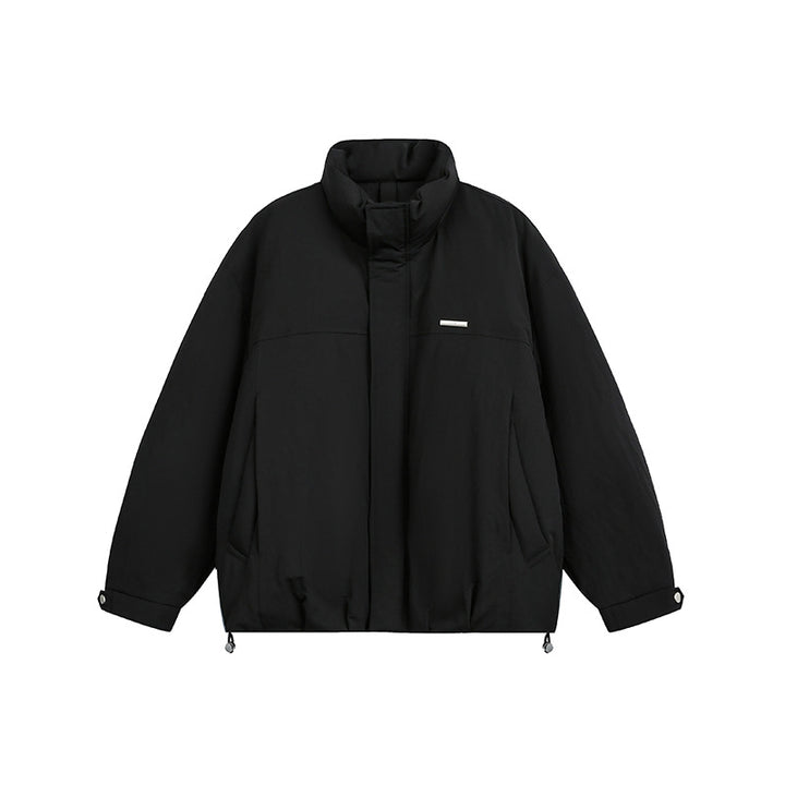 Men's Oversized Quilted Blouson Jacket with Stand-up Collar and Drawstring Mune Fashion