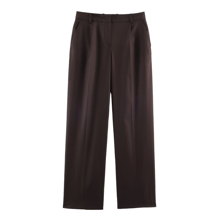 Women's high-waisted, straight-cut suit trousers with crease Mune Fashion