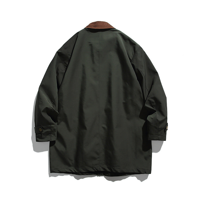Men's Waxed Coated Outdoor Coat with Cord Collar Mune Fashion