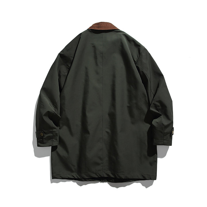 Men's Waxed Coated Outdoor Coat with Cord Collar Mune Fashion