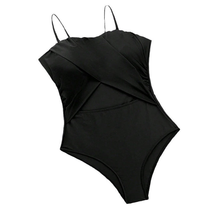 Women's one-piece swimsuit with elegant wrap design and fashionable cut-outs