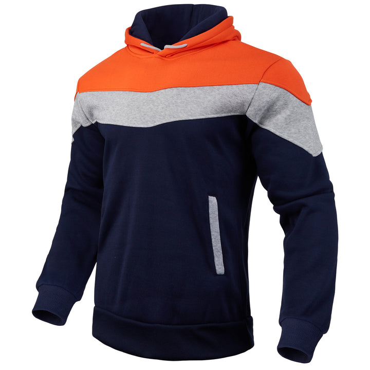 Men's Colorblock Hoodie with High Funnel Collar, Hidden Side Pockets and Ribbed Cuffs Mune Fashion