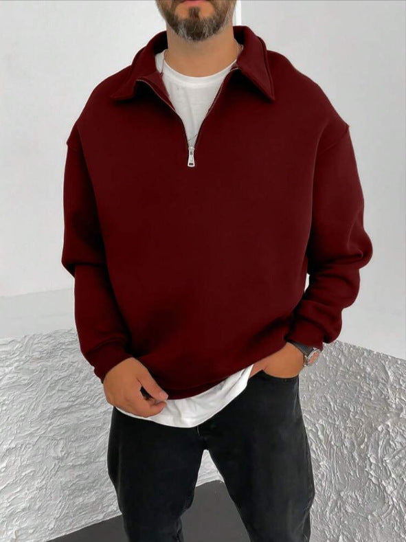 Men's Oversize Half-Zip Sweatshirt with Stand-Up Collar Mune Fashion