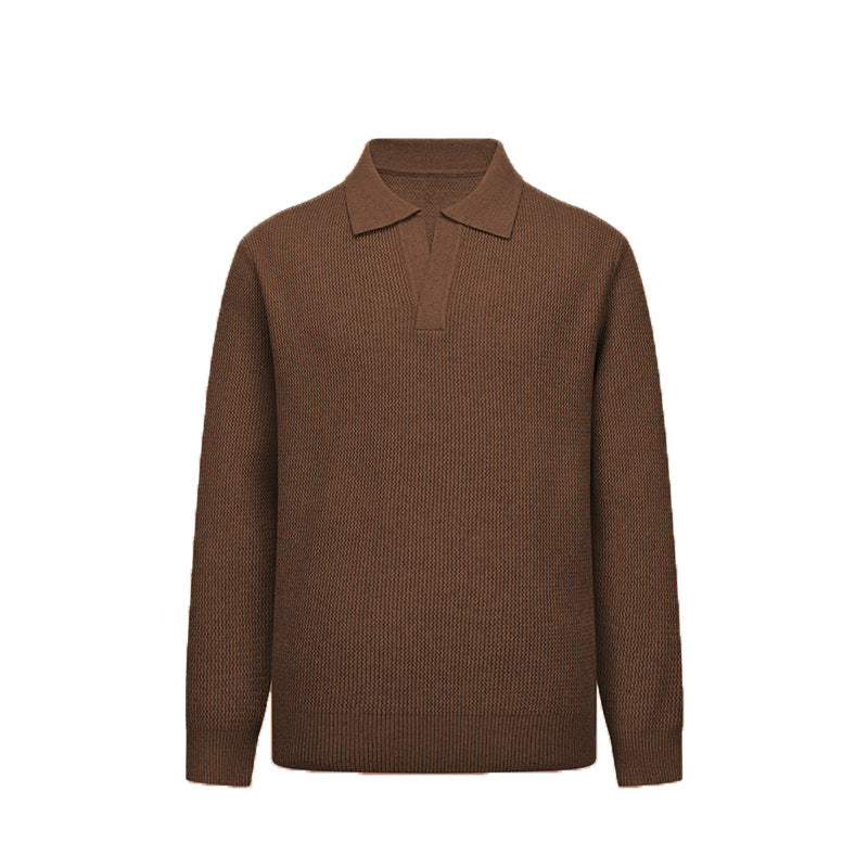Men's Fashion Long Sleeve Knit Polo Mune Fashion