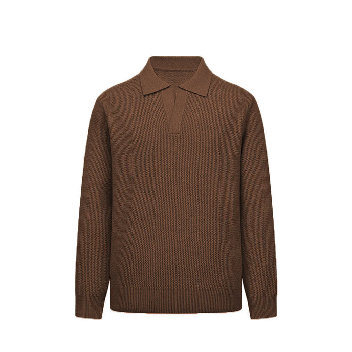 Men's Fashion Long Sleeve Knit Polo Mune Fashion