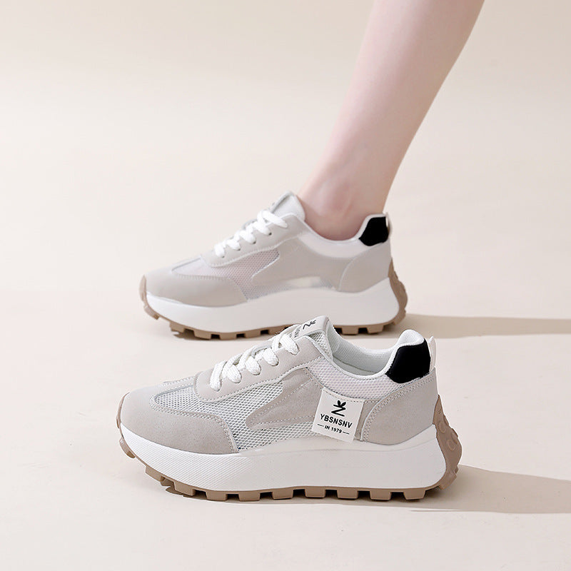 Ladies Sporty Sneakers with Breathable Mesh Inserts and Cushioning Sole Mune Fashion