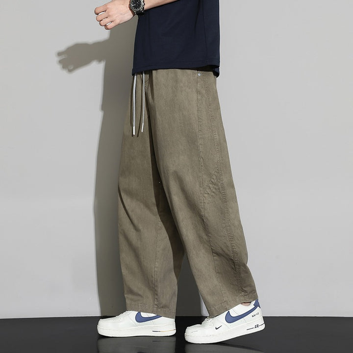 Men's loose casual harem pants with drawstring and elastic hem Mune Fashion