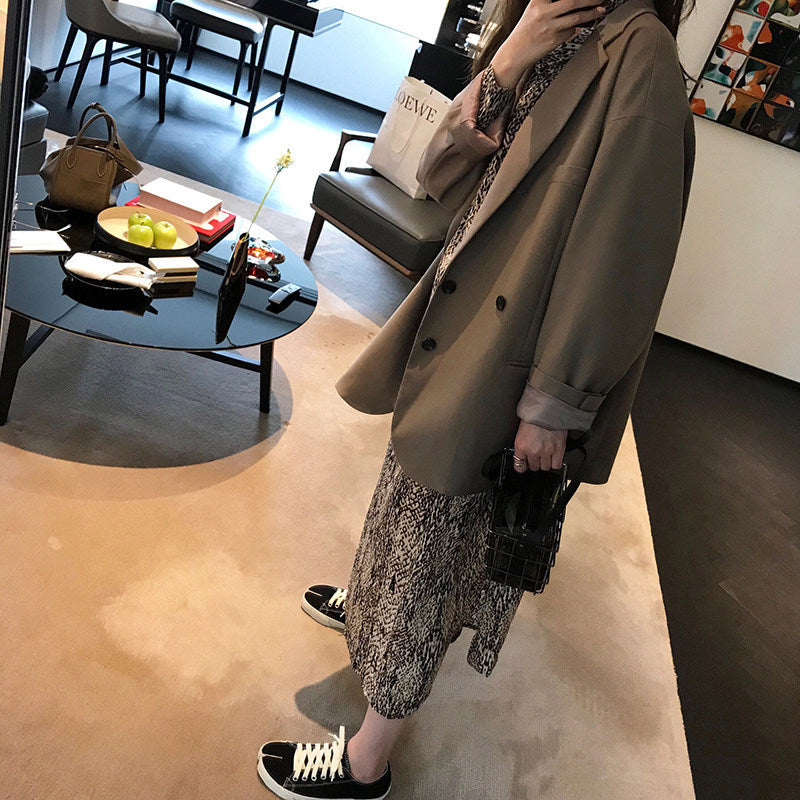 Women's Oversized Blazer with Double Button Placket Mune Fashion