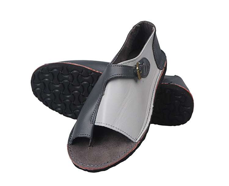 Men's handmade leather sandals with open toe adjustable buckle closure and cushioned comfort insole Mune Fashion