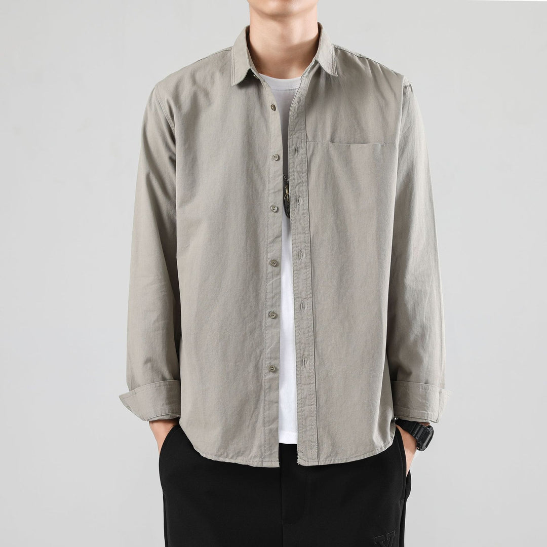 Men's Loose Cotton Overshirt with Chest Pocket and Light Texture Mune Fashion