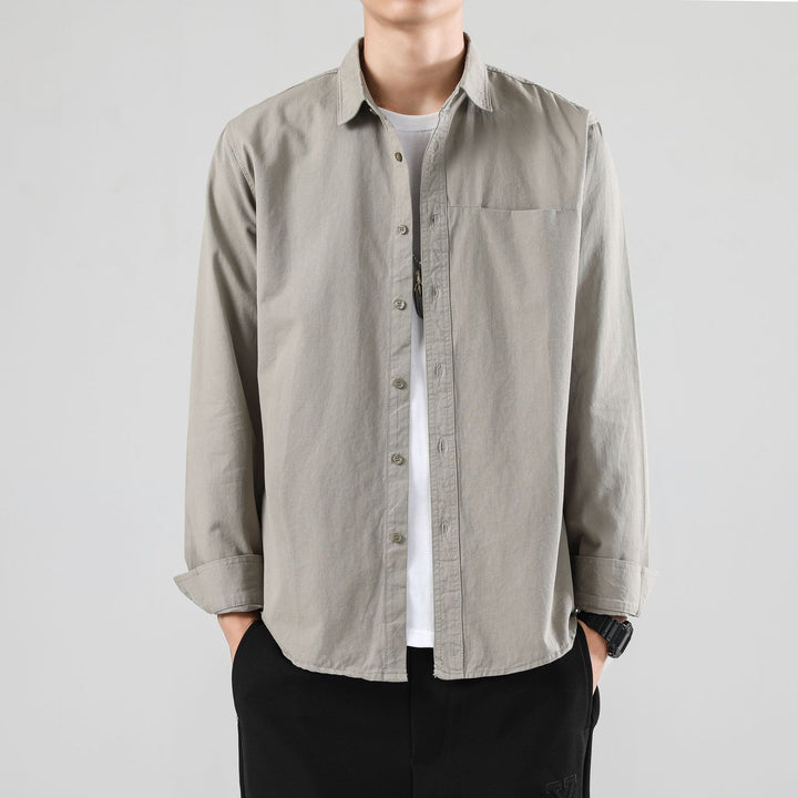 Men's Loose Cotton Overshirt with Chest Pocket and Light Texture Mune Fashion