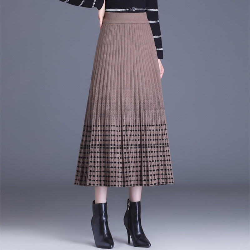 Ladies Pleated Maxi Skirt with Elegant Pattern Mune Fashion
